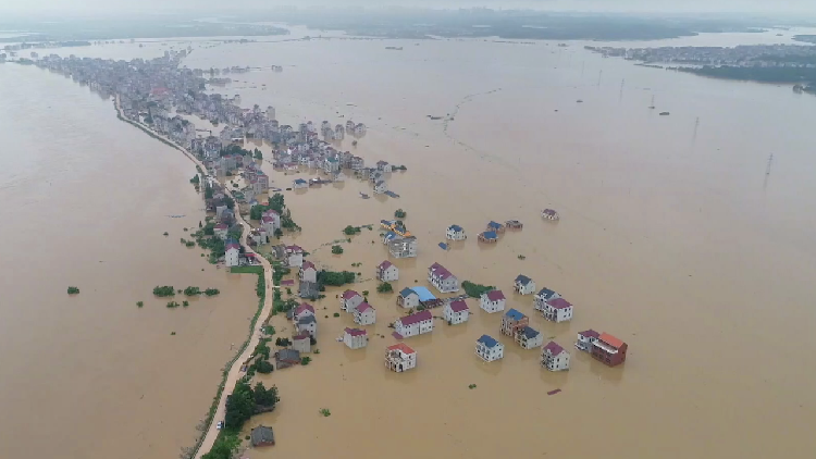 Over 9,000 displaced due to flooding in E China's Poyang County - CGTN