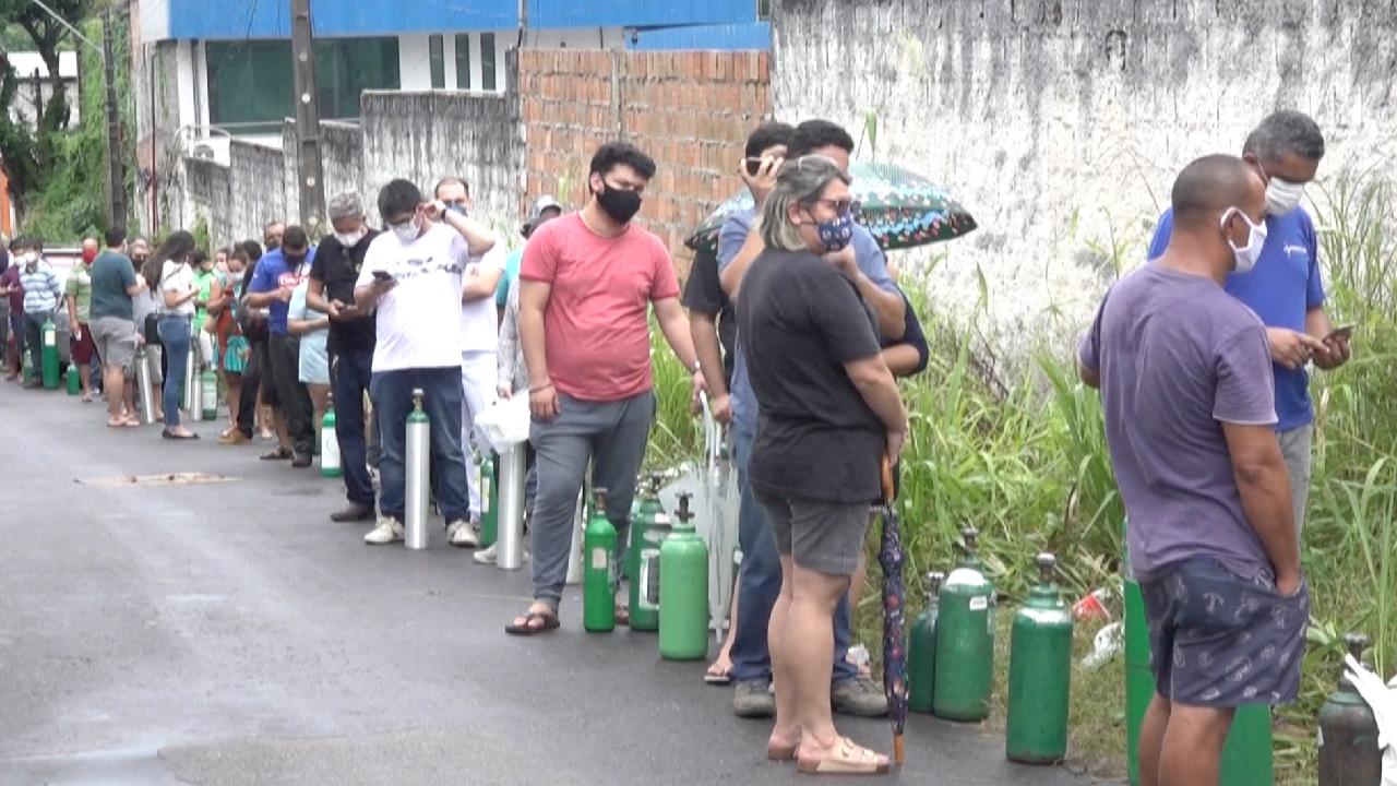 People line up for oxygen in virus-stricken northern Brazil - CGTN