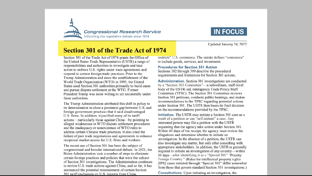 What Is Section 301 – Section 301 Trade Laws – JZAAG