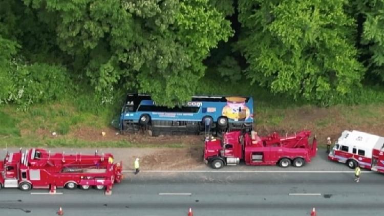 27 injured after bus rolls over on Maryland highway - CGTN