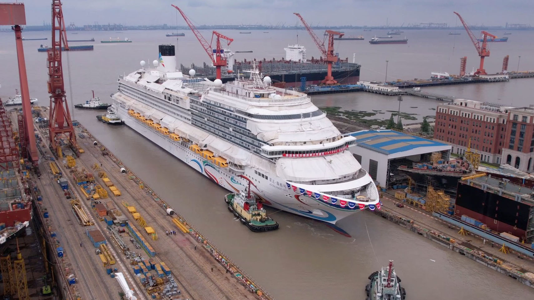 China S First Domestically Built Large Cruise Ship Leaves Dock Cgtn