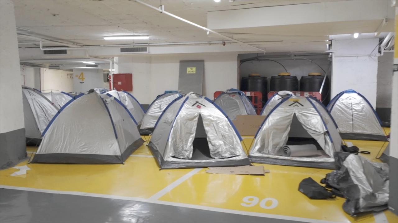 Underground parking lot in Tel Aviv turns into shelter amid conflict