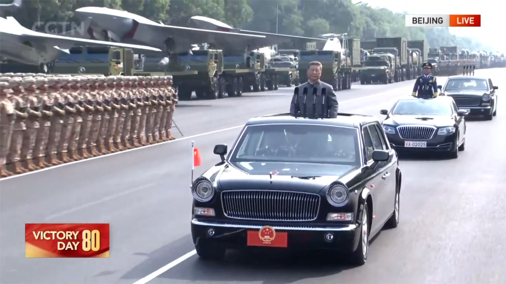 Xi Jinping inspects troops along Chang'an Avenue