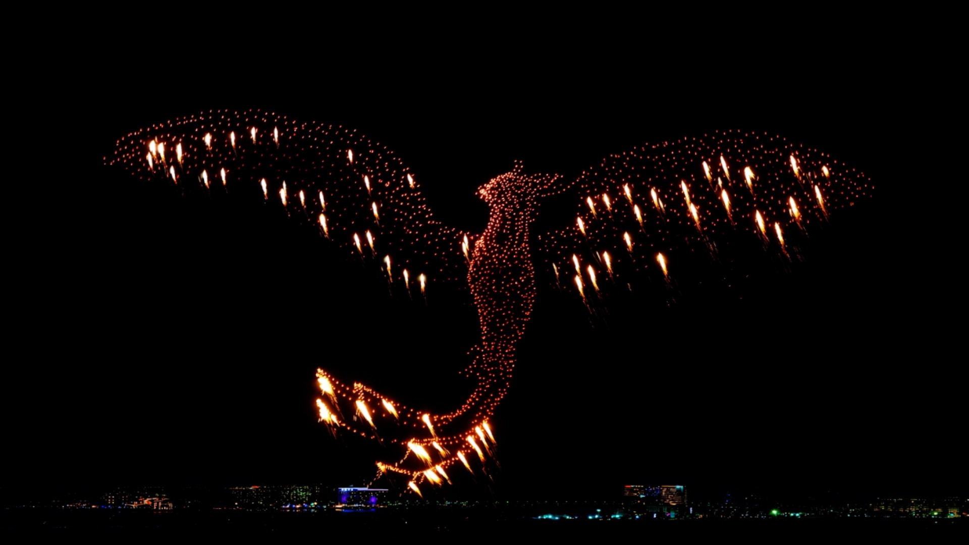 Giant Phoenix formed by drones breaks world record in New Year's show