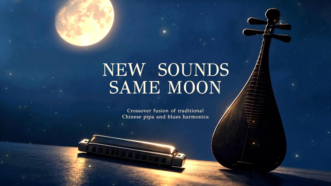 Crossover fusion of traditional Chinese pipa and blues harmonica