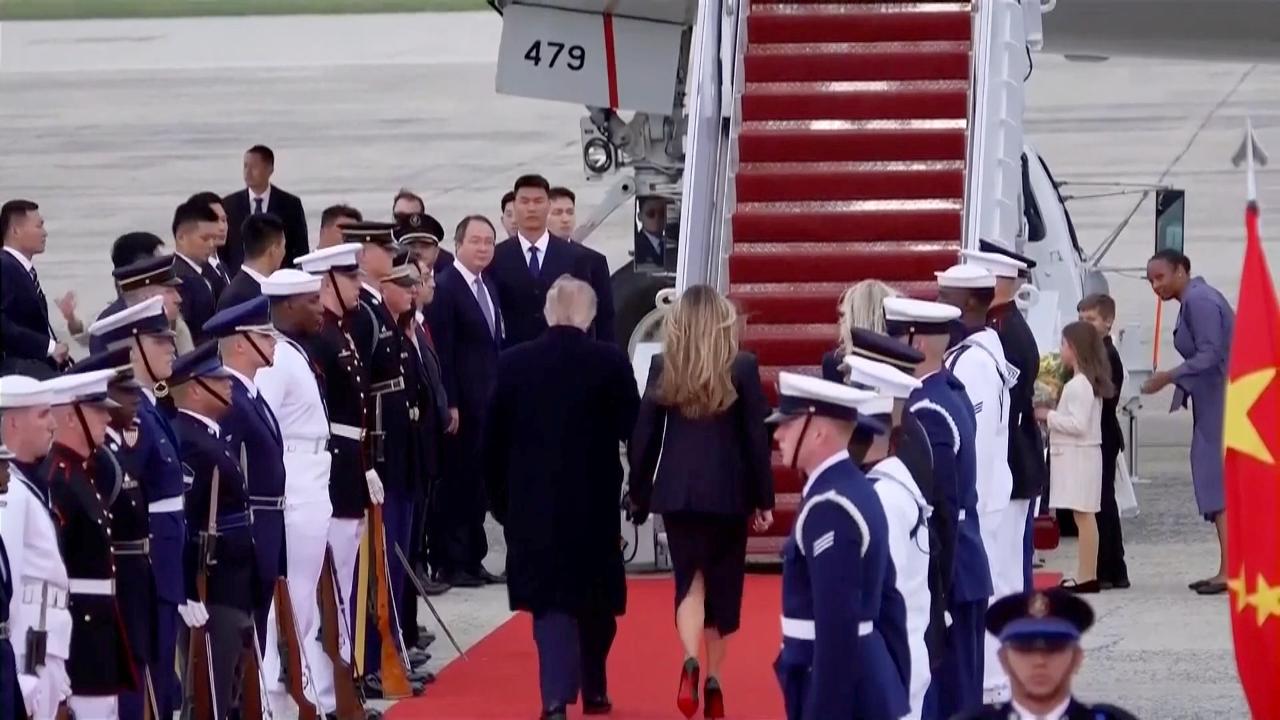 Watch: US President Donald Trump welcomes Chinese President Xi Jinping at airport