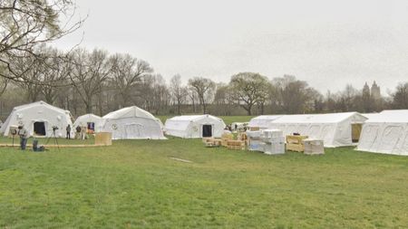Field hospital for COVID-19 patients set up in Central Park, New York ...